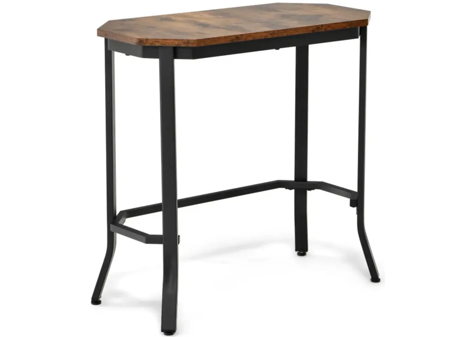 Hivvago Narrow End Table with Rustic Wood Grain and Stable Steel Frame