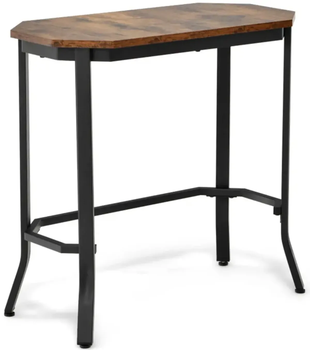 Hivvago Narrow End Table with Rustic Wood Grain and Stable Steel Frame