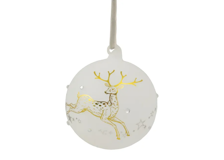 4.5" Reindeer Frosted 'Dreams Come True' Glass Christmas Ornament