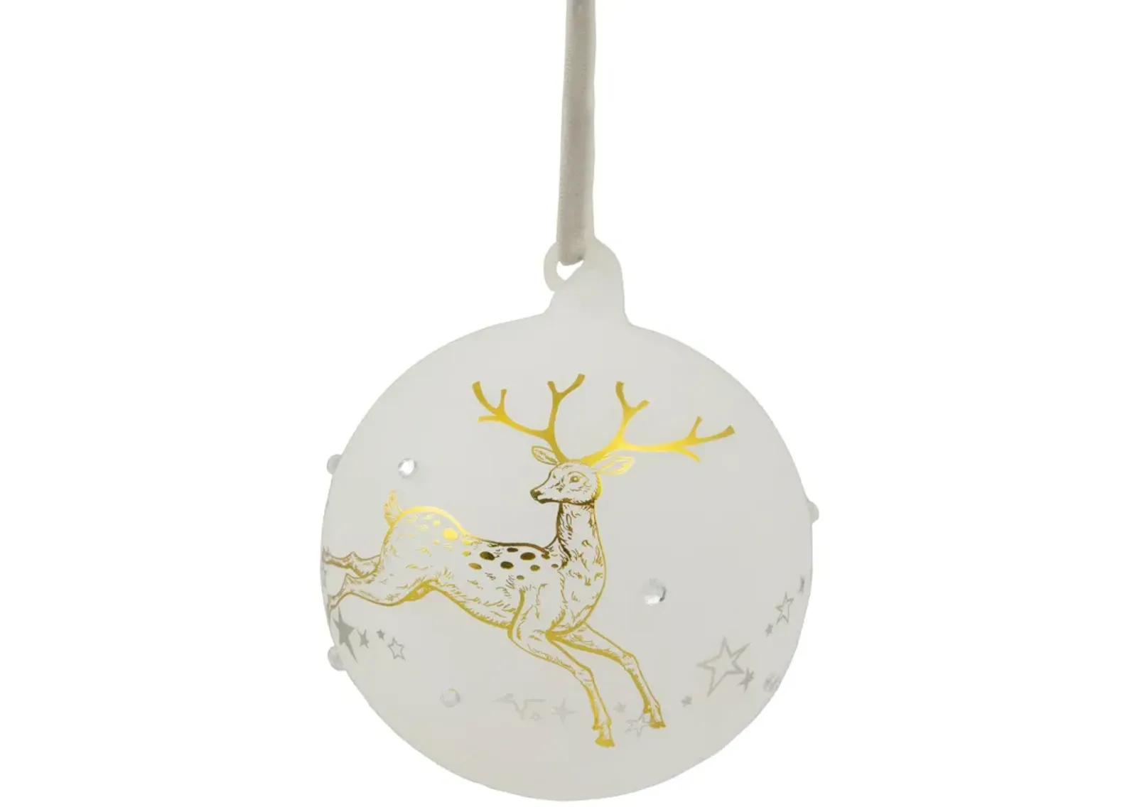 4.5" Reindeer Frosted 'Dreams Come True' Glass Christmas Ornament