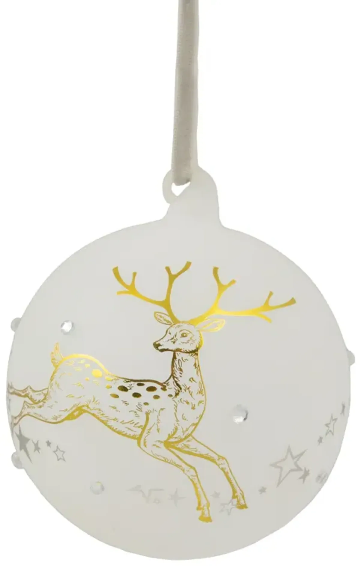 4.5" Reindeer Frosted 'Dreams Come True' Glass Christmas Ornament