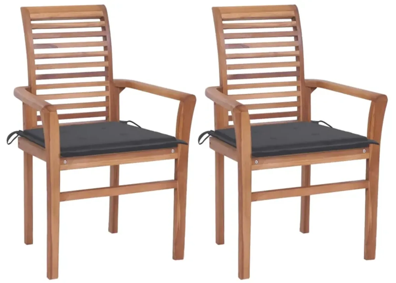 vidaXL Dining Chairs 2 pcs with Anthracite Cushions Solid Teak Wood