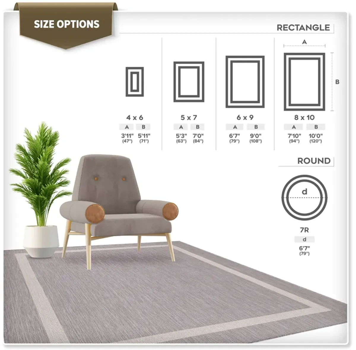 Waikiki Bordered Indoor/Outdoor Area Rug