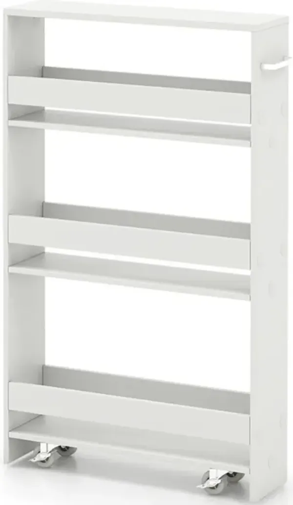 Hivvago Narrow Mobile Serving Cart with Open Shelves for Kitchen Bathroom Living Room