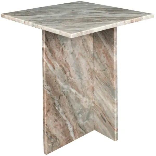 Cecil 18.5" Contemporary Natural Marble Handmade T-Shaped End Table