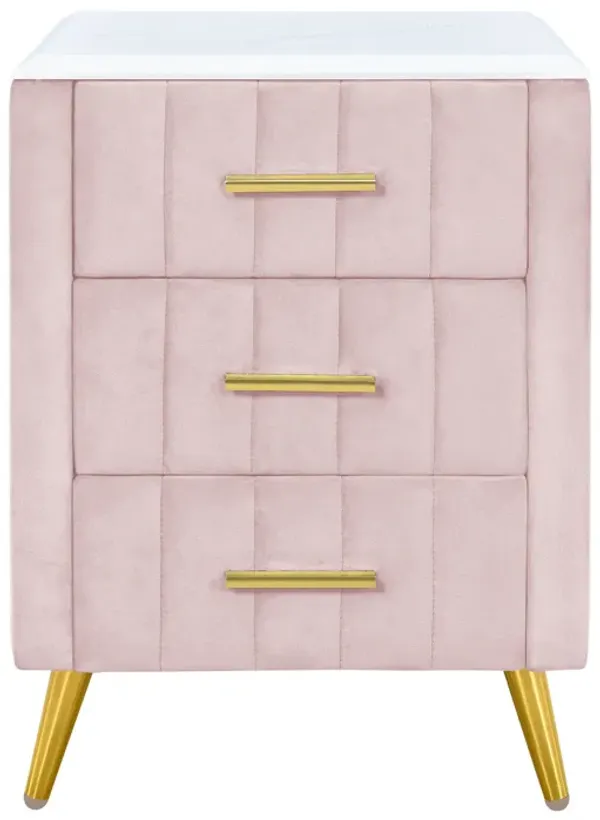 Merax Velvet Upholstered Nightstand with 3 Drawers