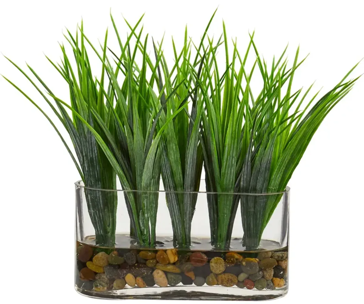 HomPlanti Vanilla Grass Artificial Plant in Oval Vase