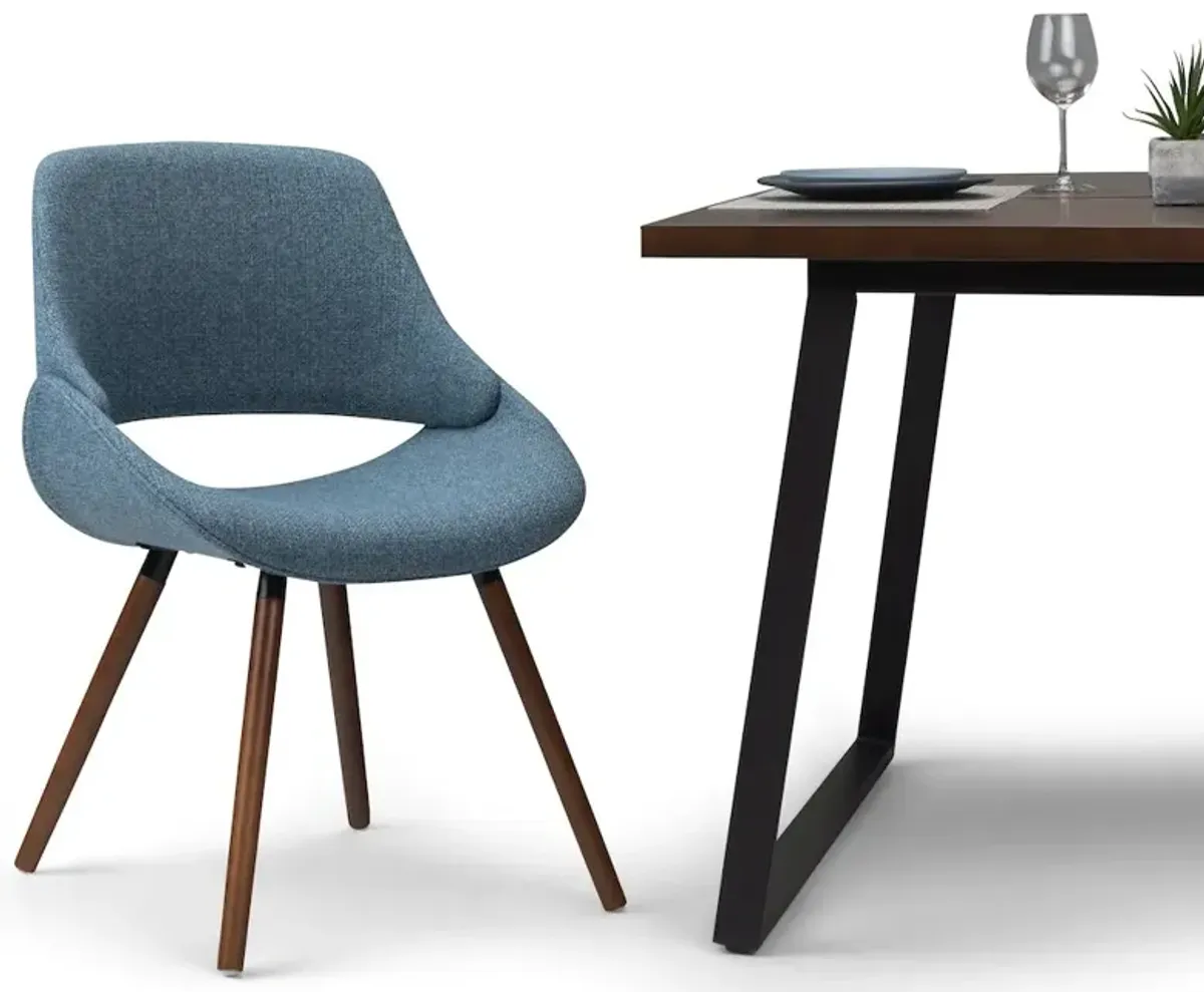 Simpli Home Malden Bentwood Dining Chair In Denim Blue Woven Fabric