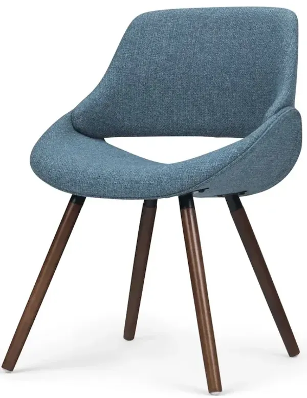 Simpli Home Malden Bentwood Dining Chair In Denim Blue Woven Fabric