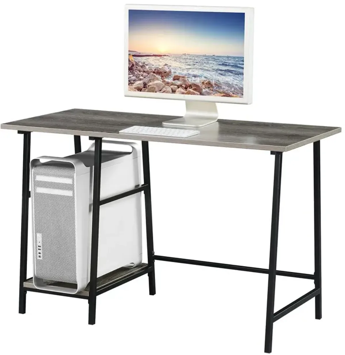 Convenience Concepts Designs2Go Trestle Wood Metal Desk with Removable Shelves