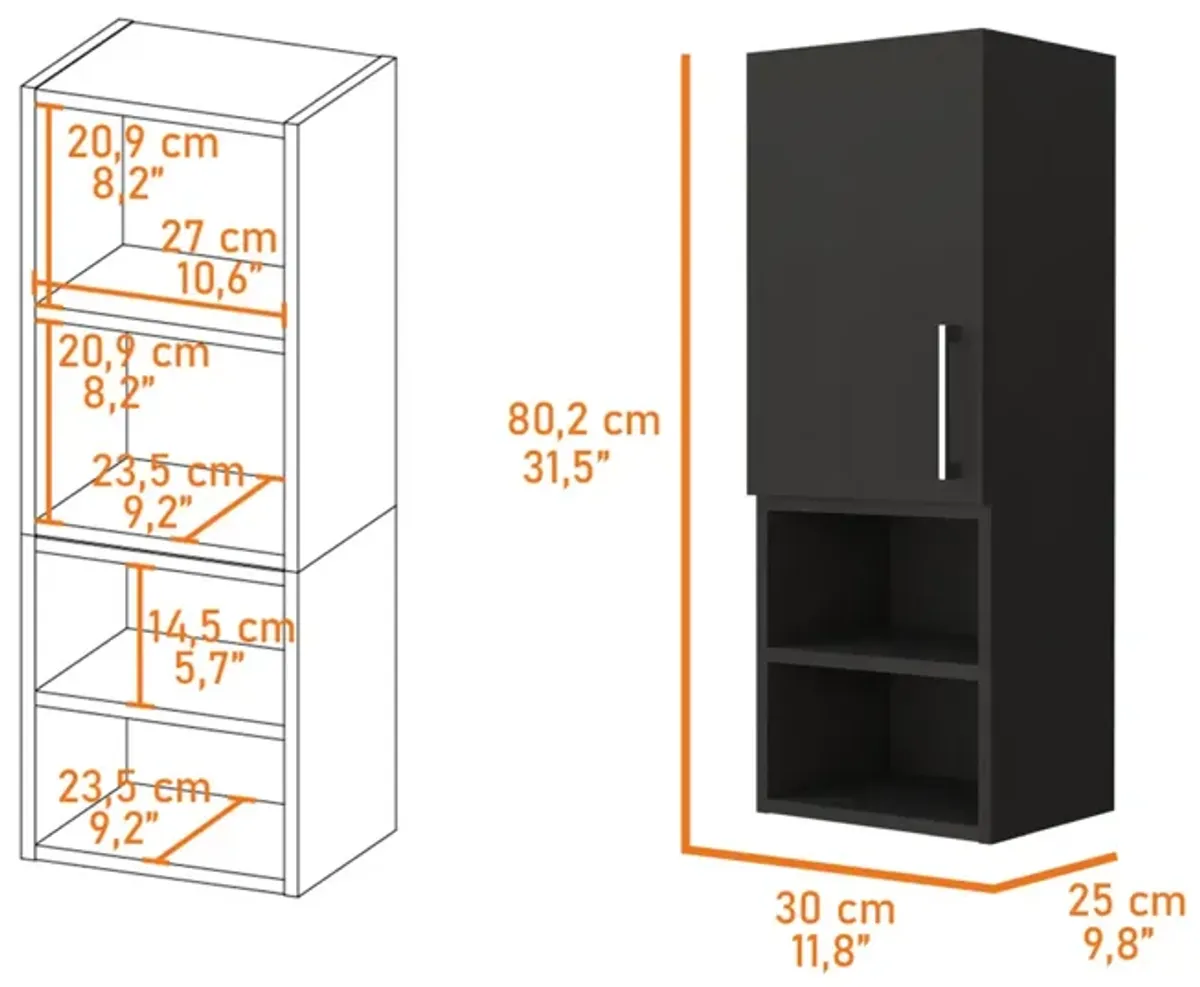 Streamdale Madrid Medicine Cabinet - Black, Single Door, Metal Handle