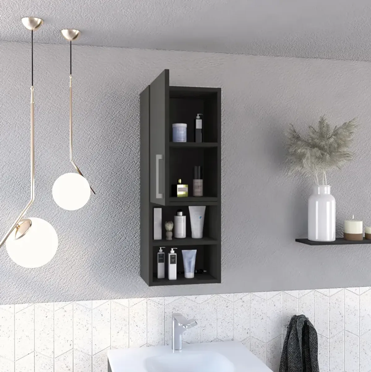 Streamdale Madrid Medicine Cabinet - Black, Single Door, Metal Handle