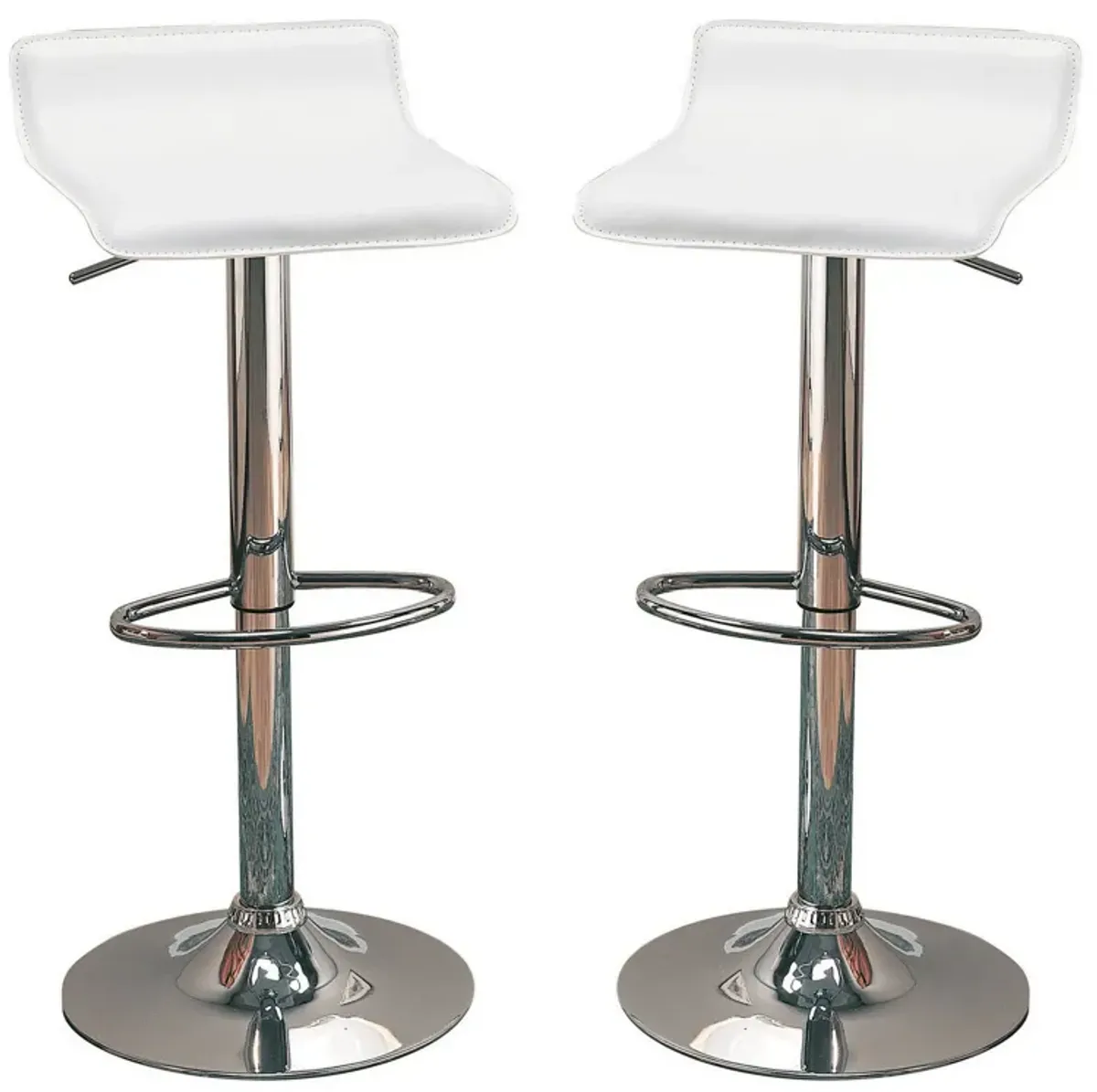 Contemporary Backless Seat Bar Stool, White ,Set of 2-Benzara