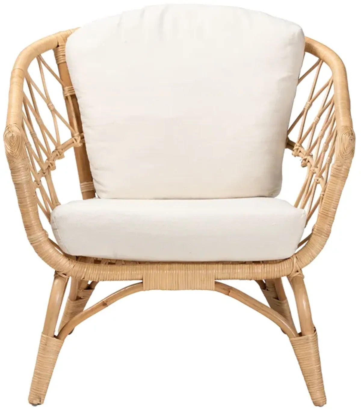 Bali & Pari Feya Modern Bohemian Natural Brown Antique Rattan Armchair