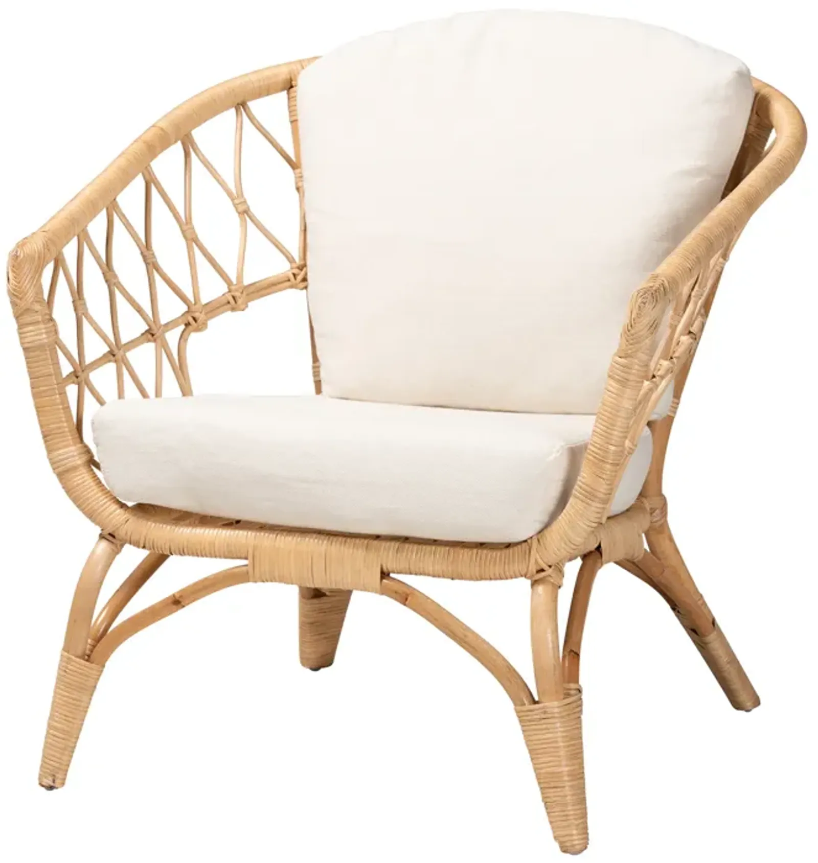 Bali & Pari Feya Modern Bohemian Natural Brown Antique Rattan Armchair