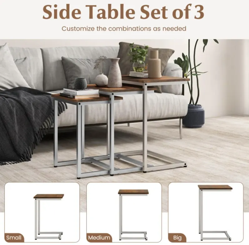 Hivvago 3 Pieces Multifunctional Coffee End Table Set