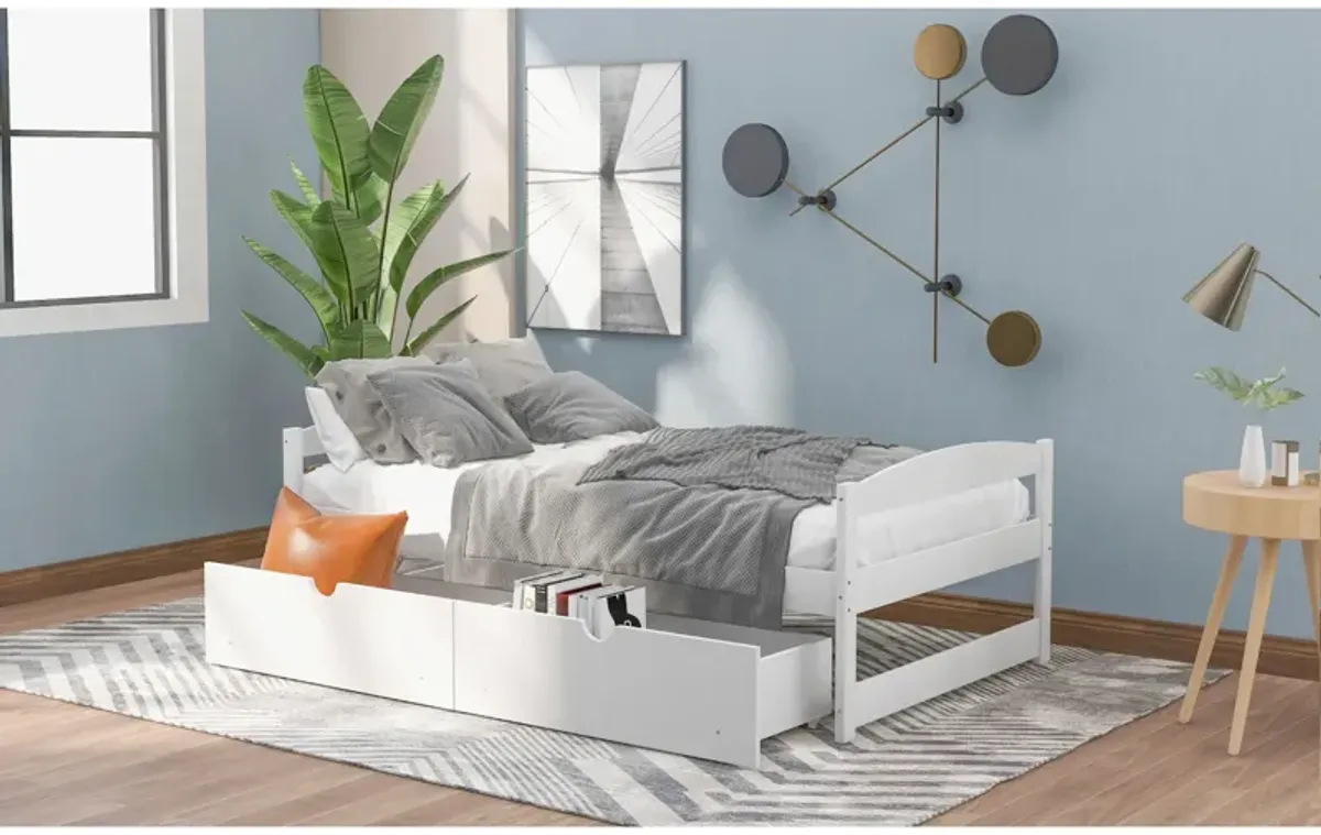 Twin Size Platform Bed, with Two Drawers