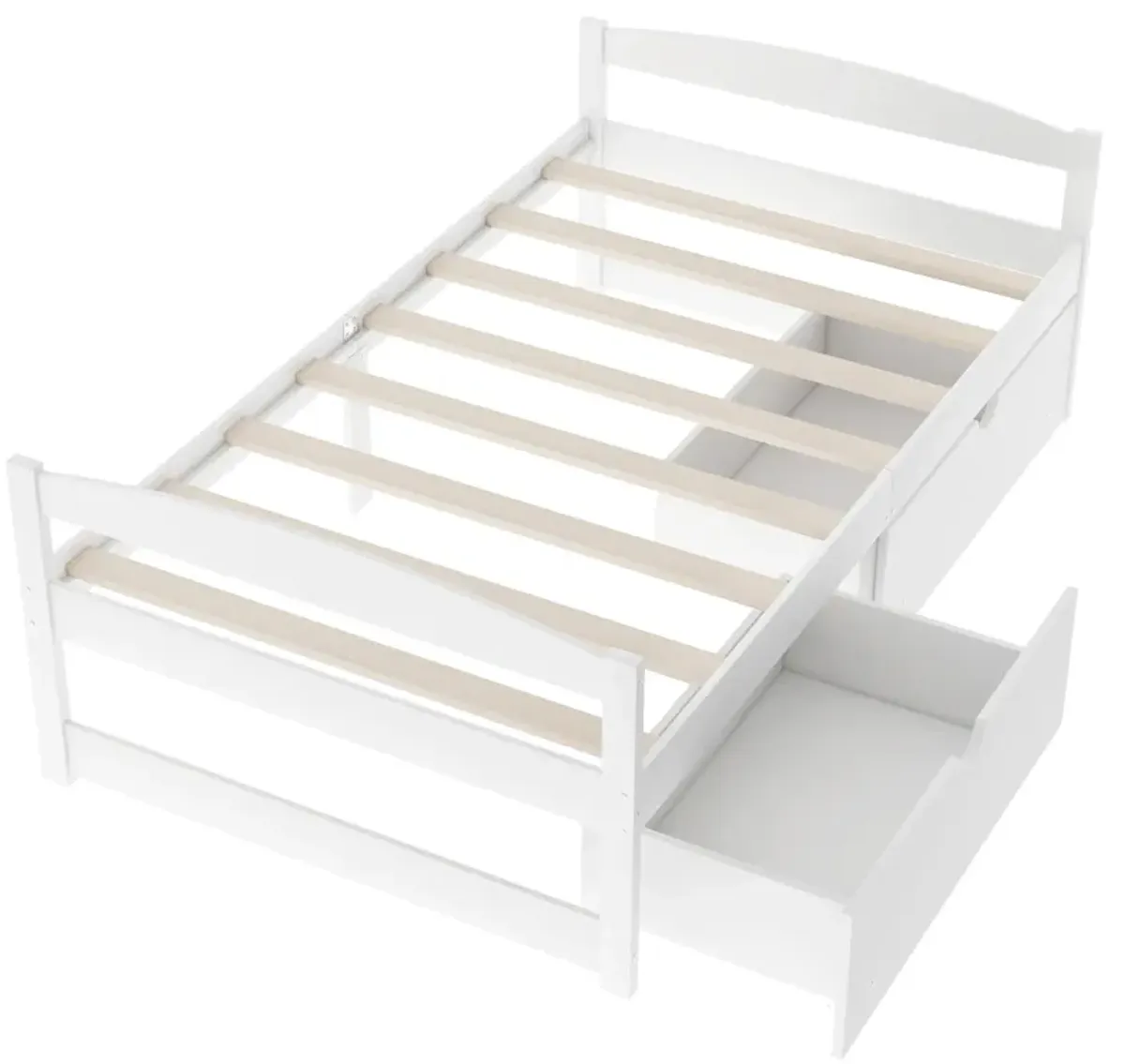 Twin Size Platform Bed, with Two Drawers