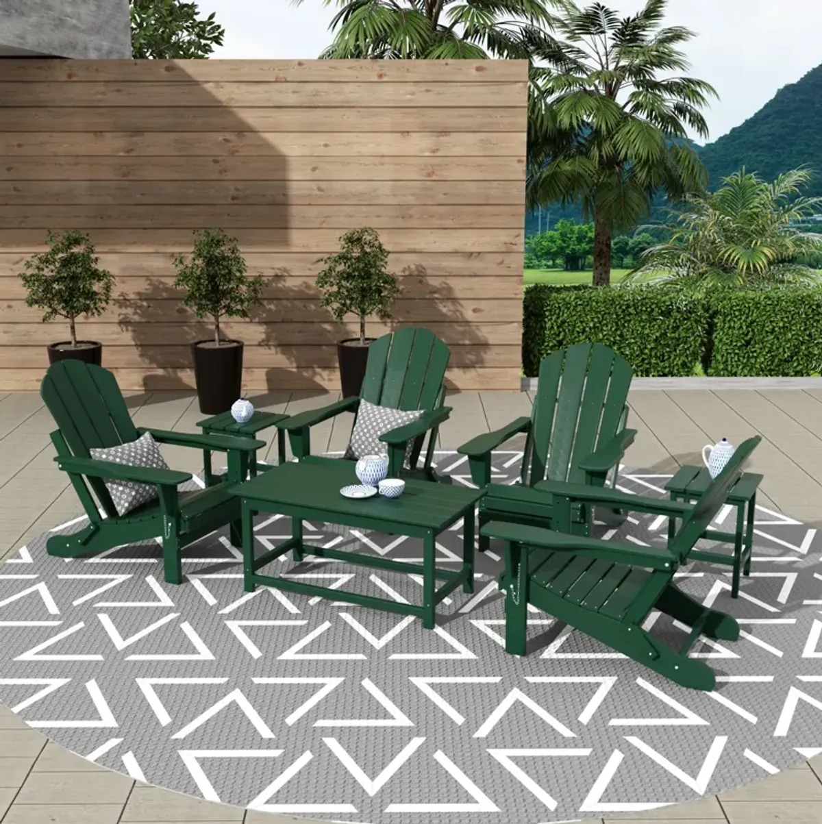 WestinTrends 3-Piece Outdoor Patio Adirondack Coffee and Side Table Set