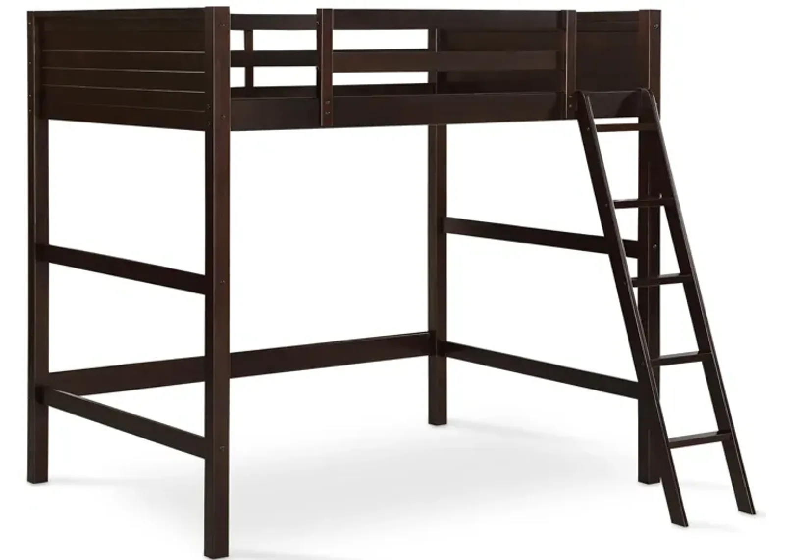 DHP Carlson Full Size Wooden Loft Bed with Ladder and Safety Railings