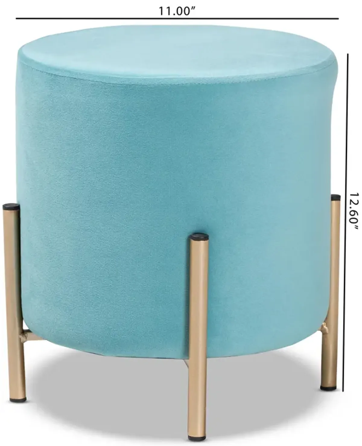 Baxton Studio Thurman 1 Contemporary Glam Blue Velvet Fabric Upholstered Ottoman