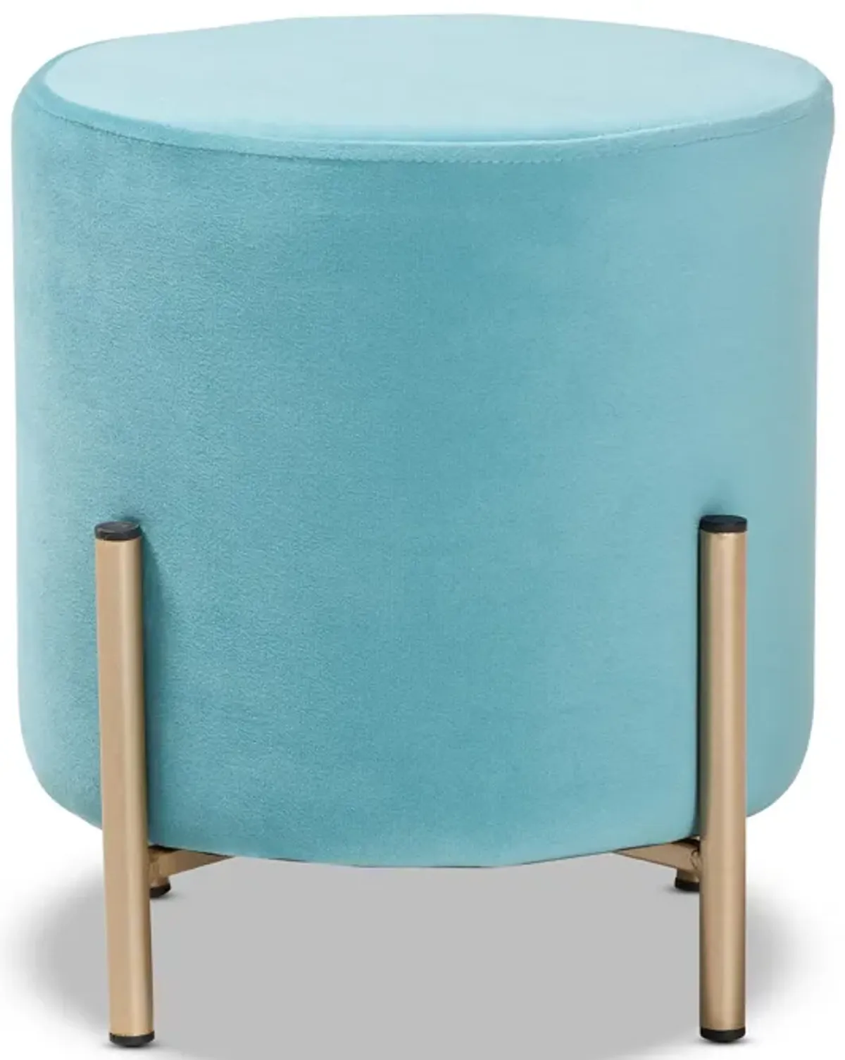 Baxton Studio Thurman 1 Contemporary Glam Blue Velvet Fabric Upholstered Ottoman
