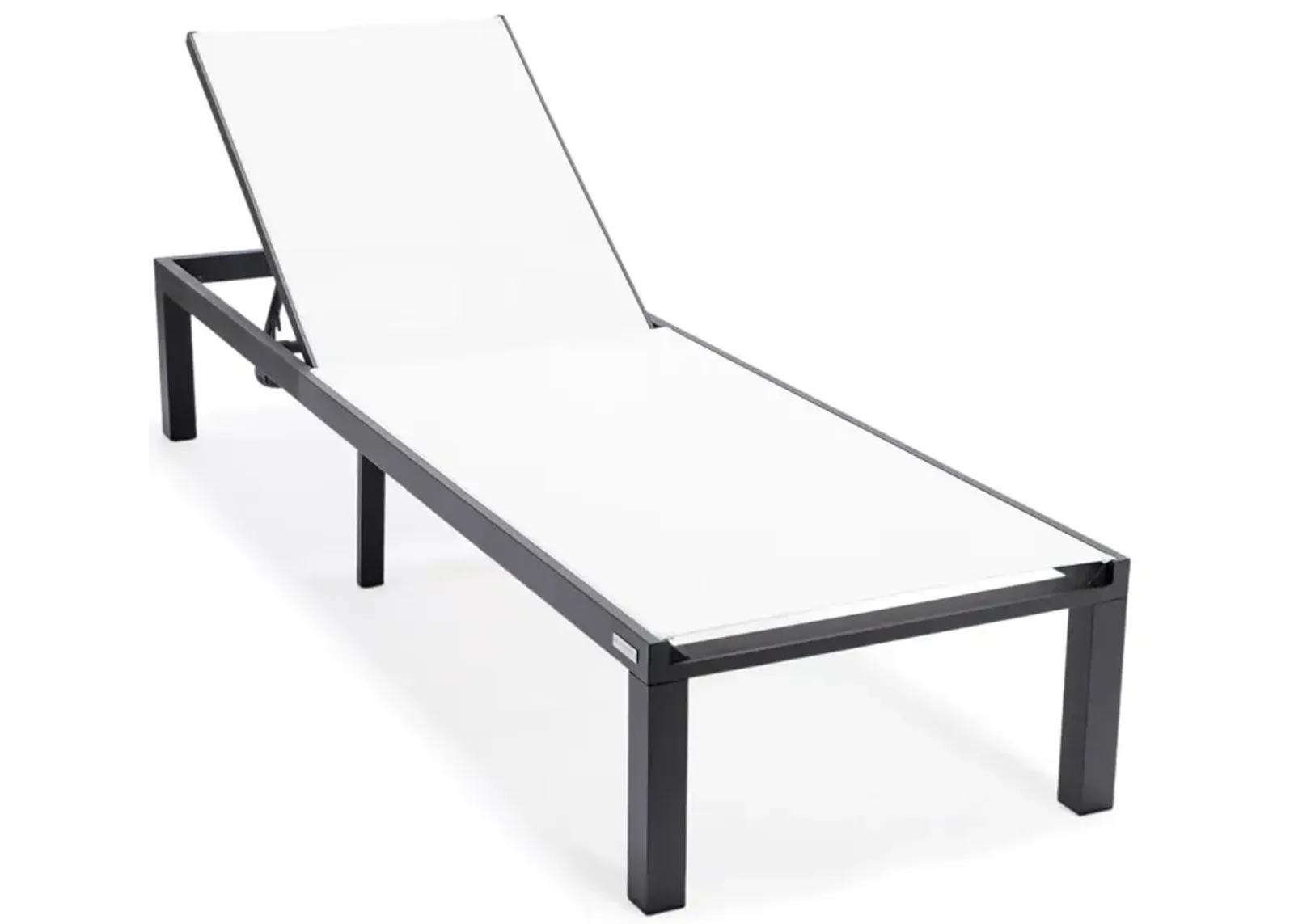 LeisureMod Marlin Patio Chaise Lounge Chair With Black Aluminum Frame