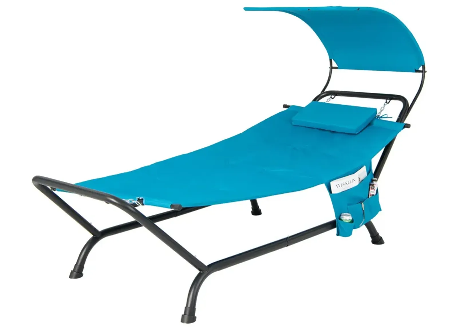 Patio Hanging Chaise Lounge Chair with Canopy Cushion Pillow and Storage Bag