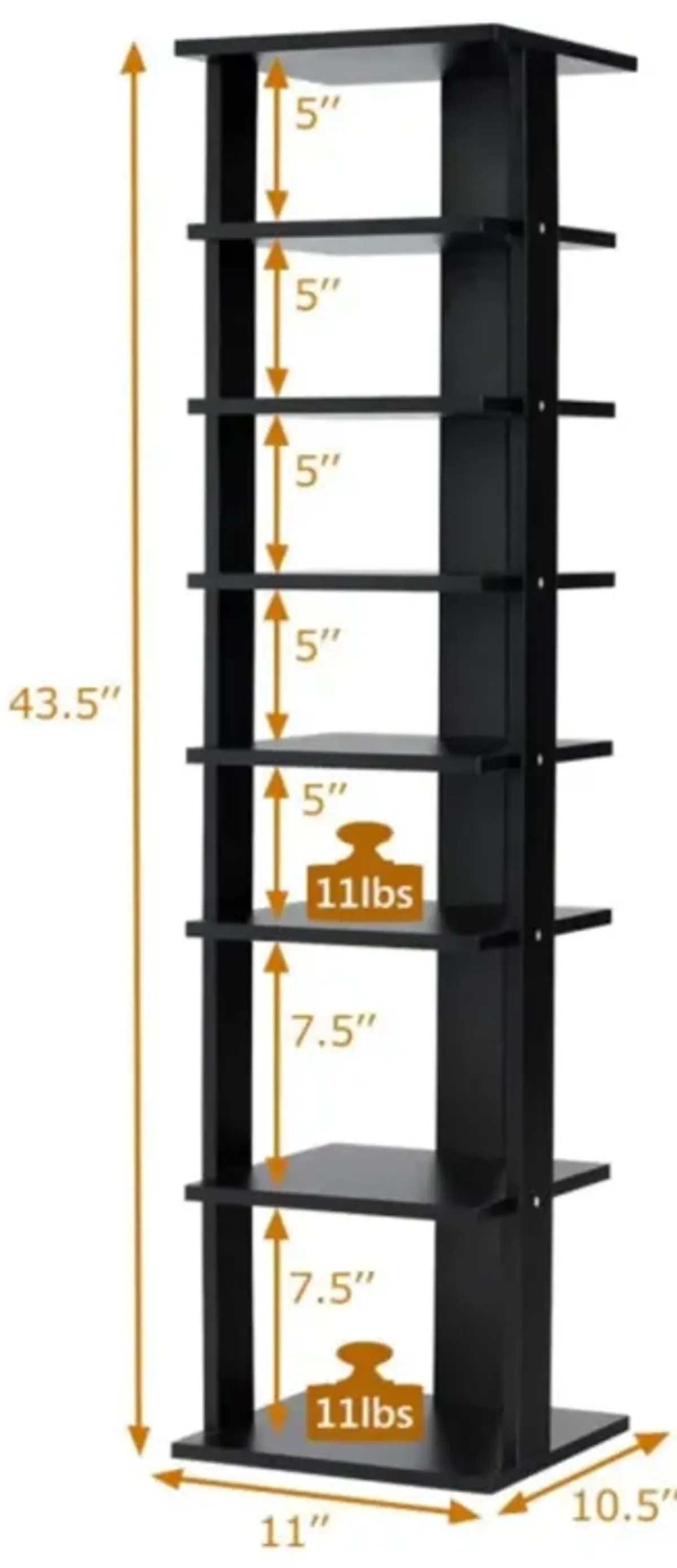 Hivvago 7-Tiers Vertical Wooden Space Saving Shoe Rack for Front Door