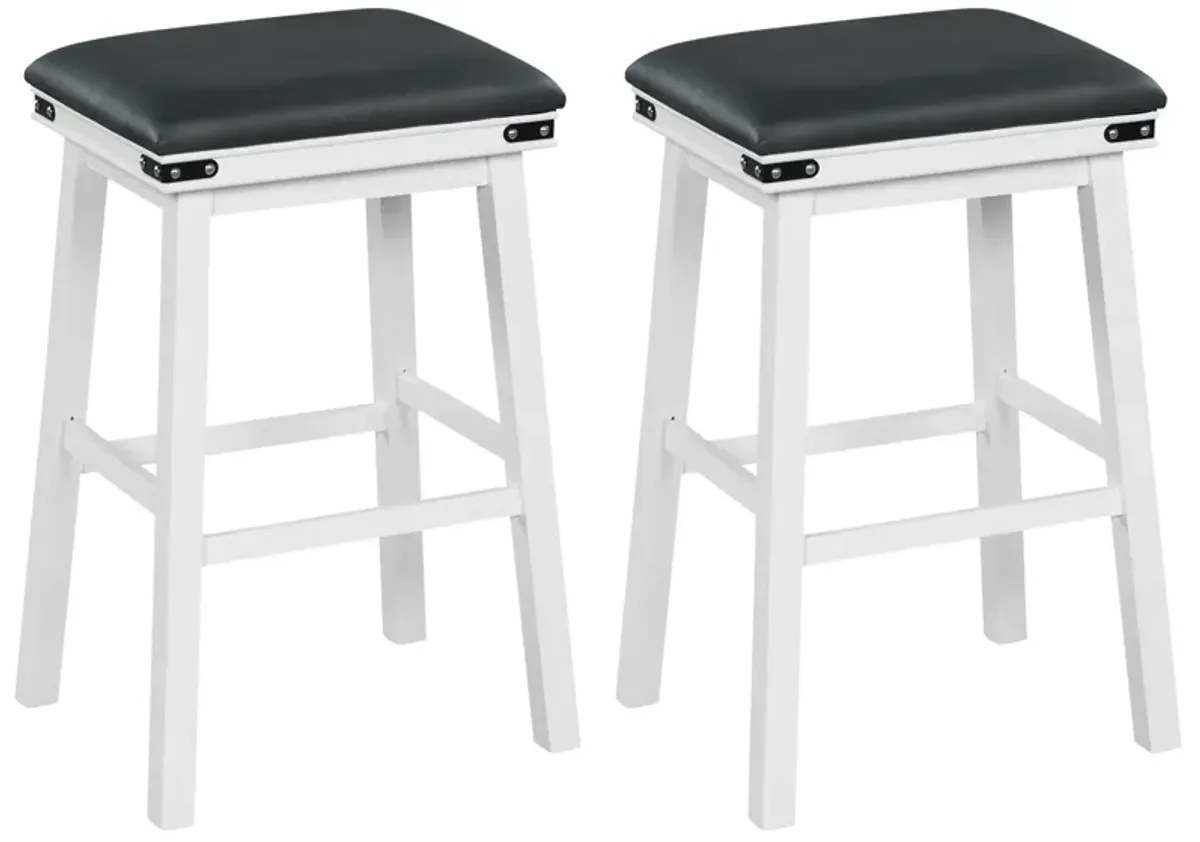 Set of 2 Dining Bar Stool with Acacia Wood Frame