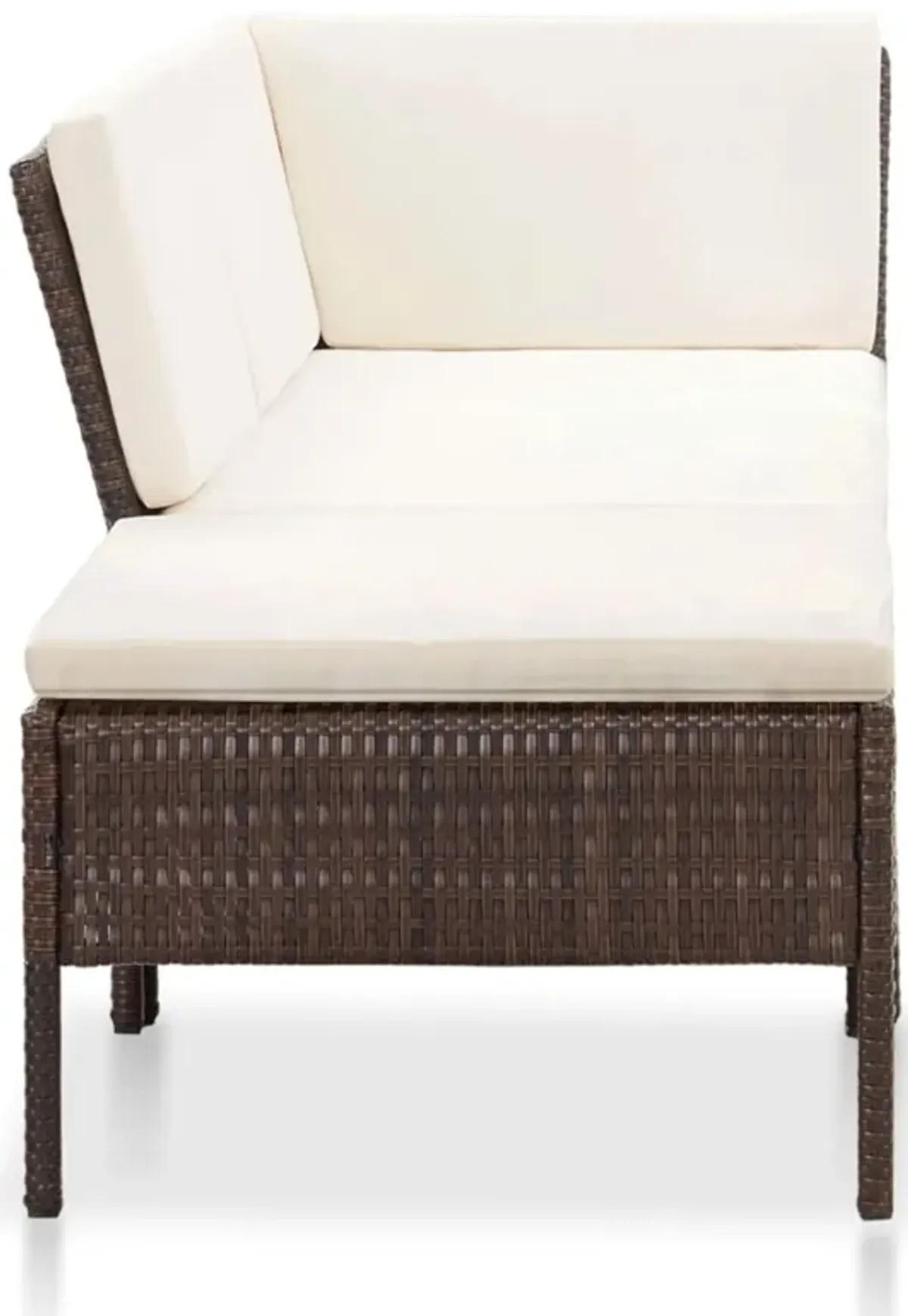 vidaXL 3 Piece Garden Lounge Set with Cushions Poly Rattan Brown