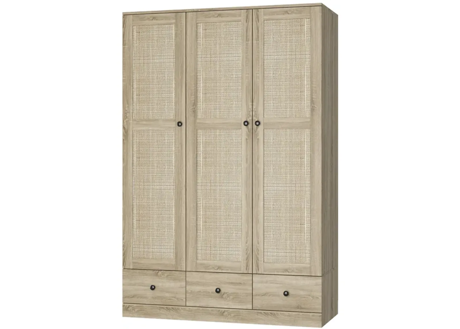 FUFU&GAGA Natural Wood Wardrobe with Shelves, Drawers, and Hanging Space, (47.2" W x 18.9" D x 70.9" H)，Brown