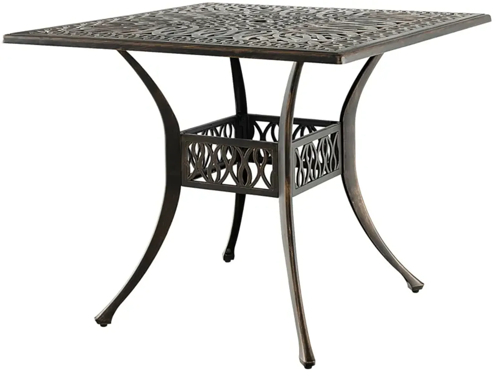 35.4 Inch Aluminum Patio Square Dining Table with Umbrella Hole