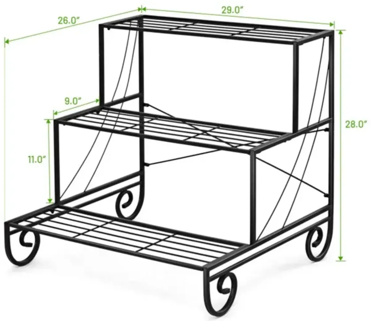 Hivvago 3 Tier Outdoor Metal Garden Planter Holder Shelf