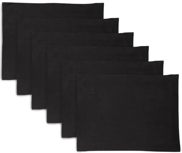 Solino Home 100% Pure Linen Placemats 14 x 19 Inch Set of 6 - Sonoma