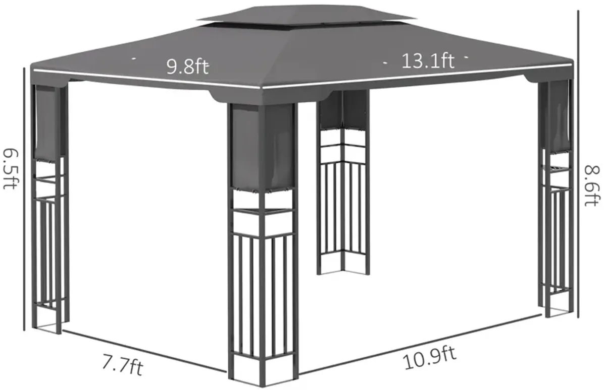 Grey Backyard Haven: 13x10 ft Patio Gazebo with Vented Roof