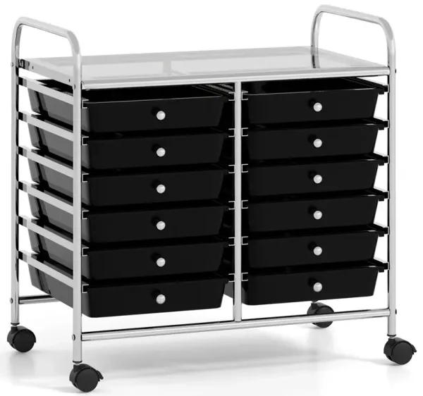 Heavy-Duty Rolling Cart with 12 Drawers – Ideal for Craft & Office Use