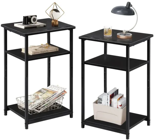 WLIVE Black Side Tables Living Room Set of 2, Industrial End Table for Two, Black Side Table for Bedroom, Home Office, Small Spa