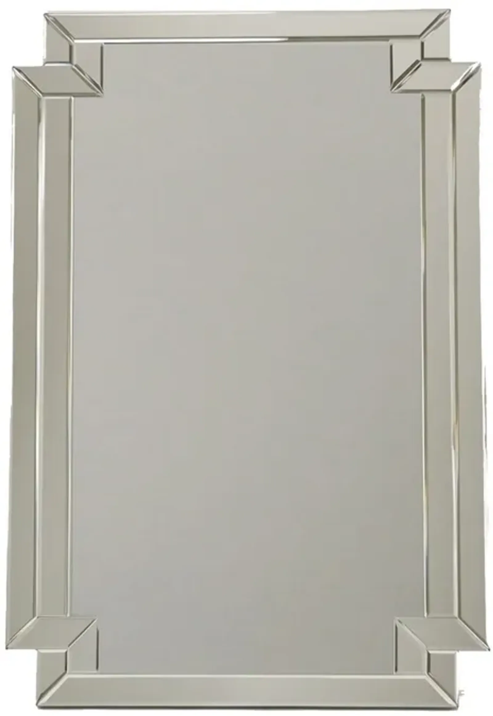 Accent Mirror with Intersected Beveled Frame, Silver - Benzara