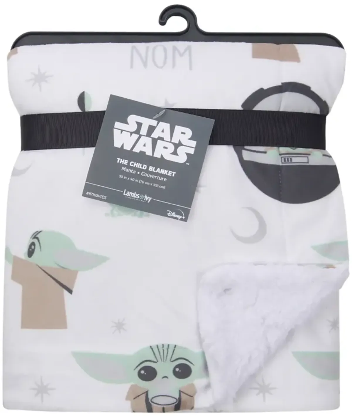 Lambs & Ivy Star Wars The Child/Baby Yoda/Grogu White Minky/Fleece Baby Blanket