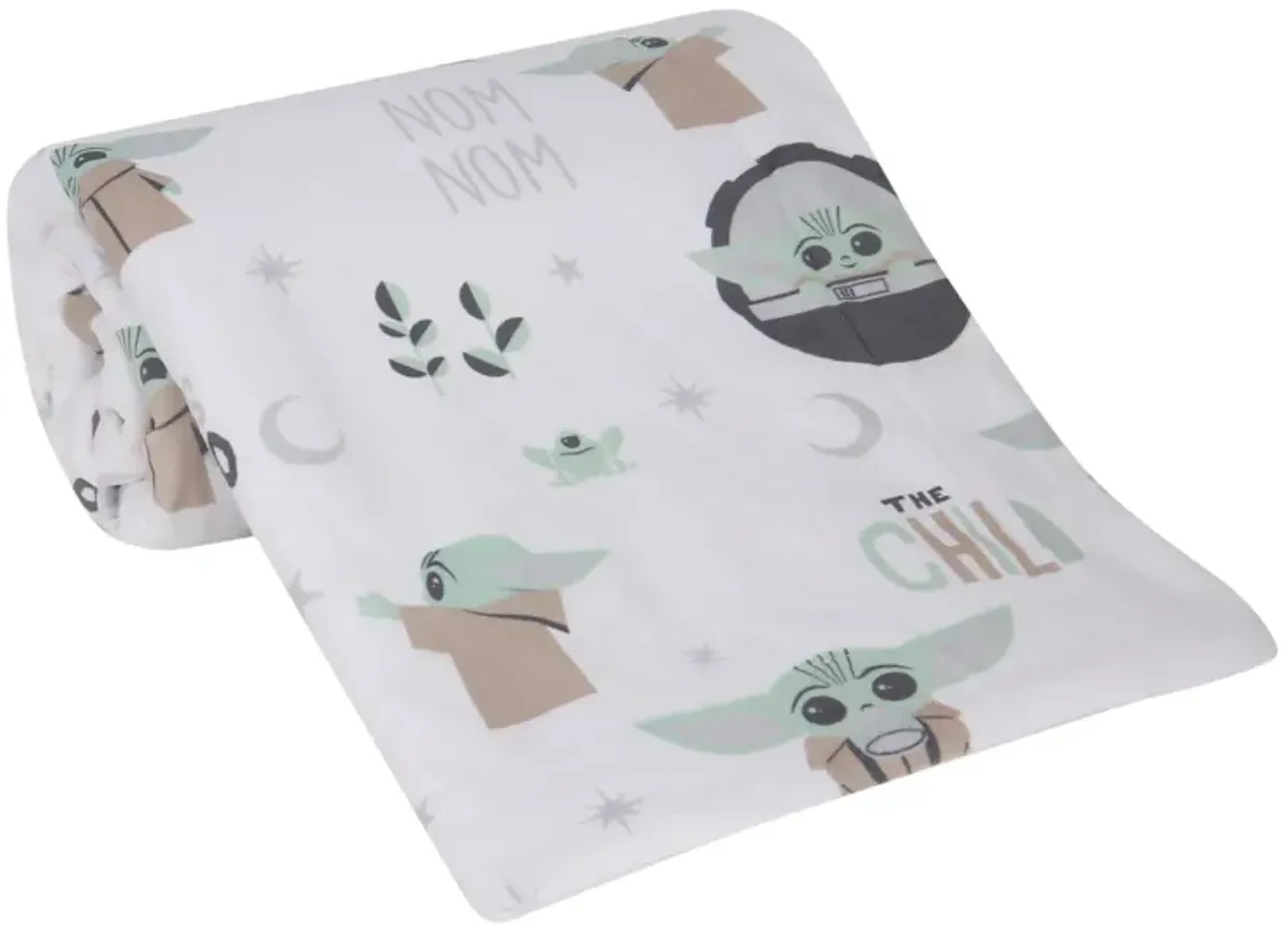 Lambs & Ivy Star Wars The Child/Baby Yoda/Grogu White Minky/Fleece Baby Blanket