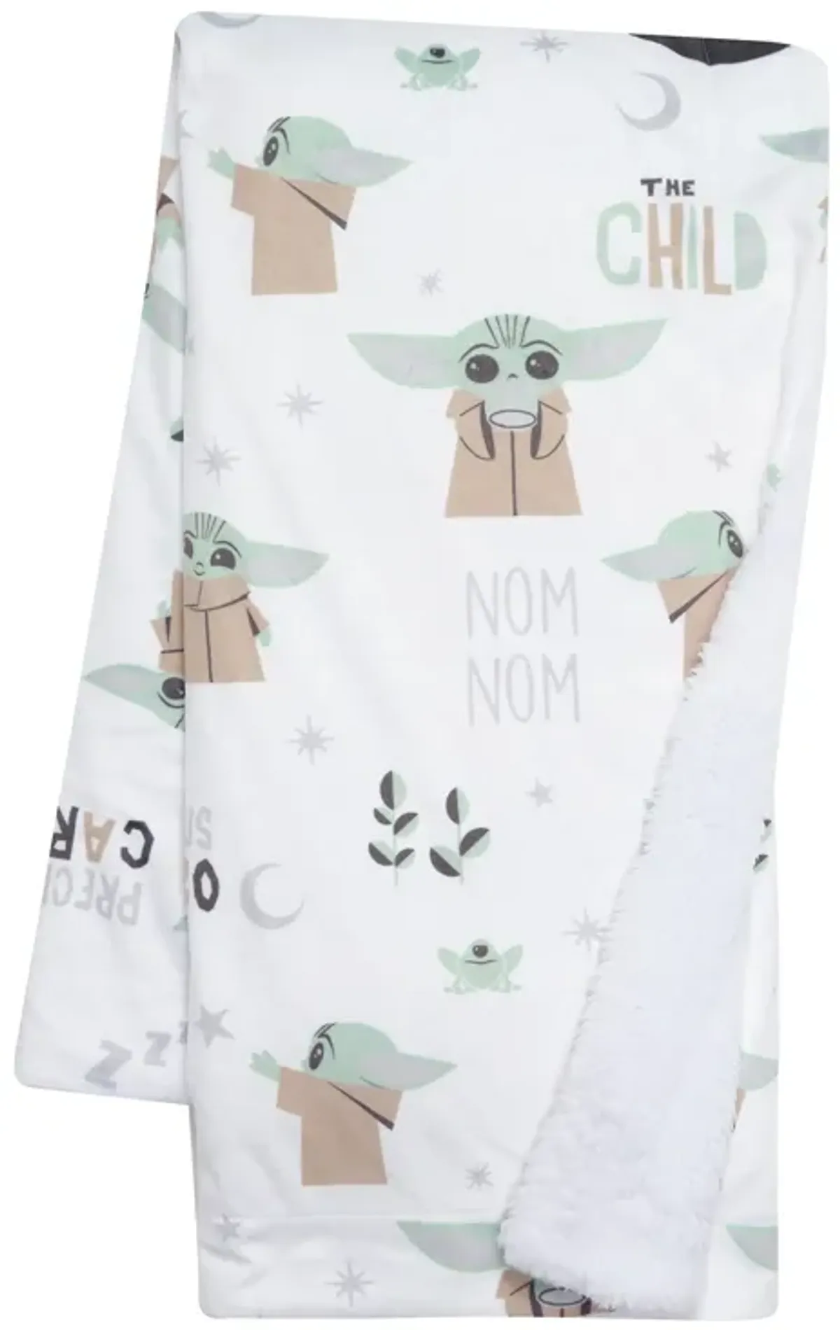 Lambs & Ivy Star Wars The Child/Baby Yoda/Grogu White Minky/Fleece Baby Blanket