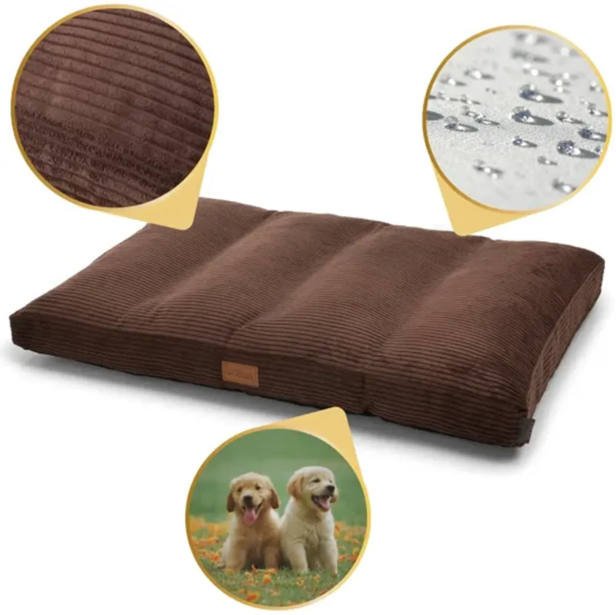 Teddy Ergonomic Extra Large Dog Mattress - Dark Brown Luxurious Removable Fabric