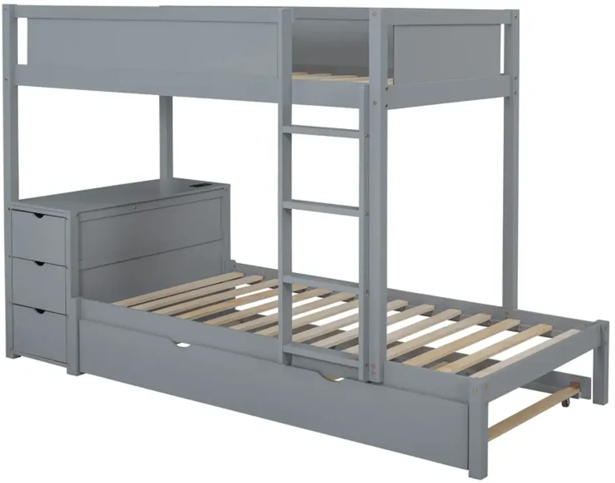 Merax  Bunk Bed with Trundle and Desk