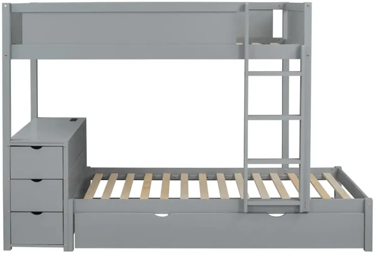 Merax  Bunk Bed with Trundle and Desk