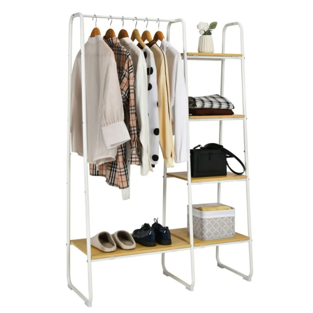 Clothes Rack Free Standing Storage Tower with Hanging Bar