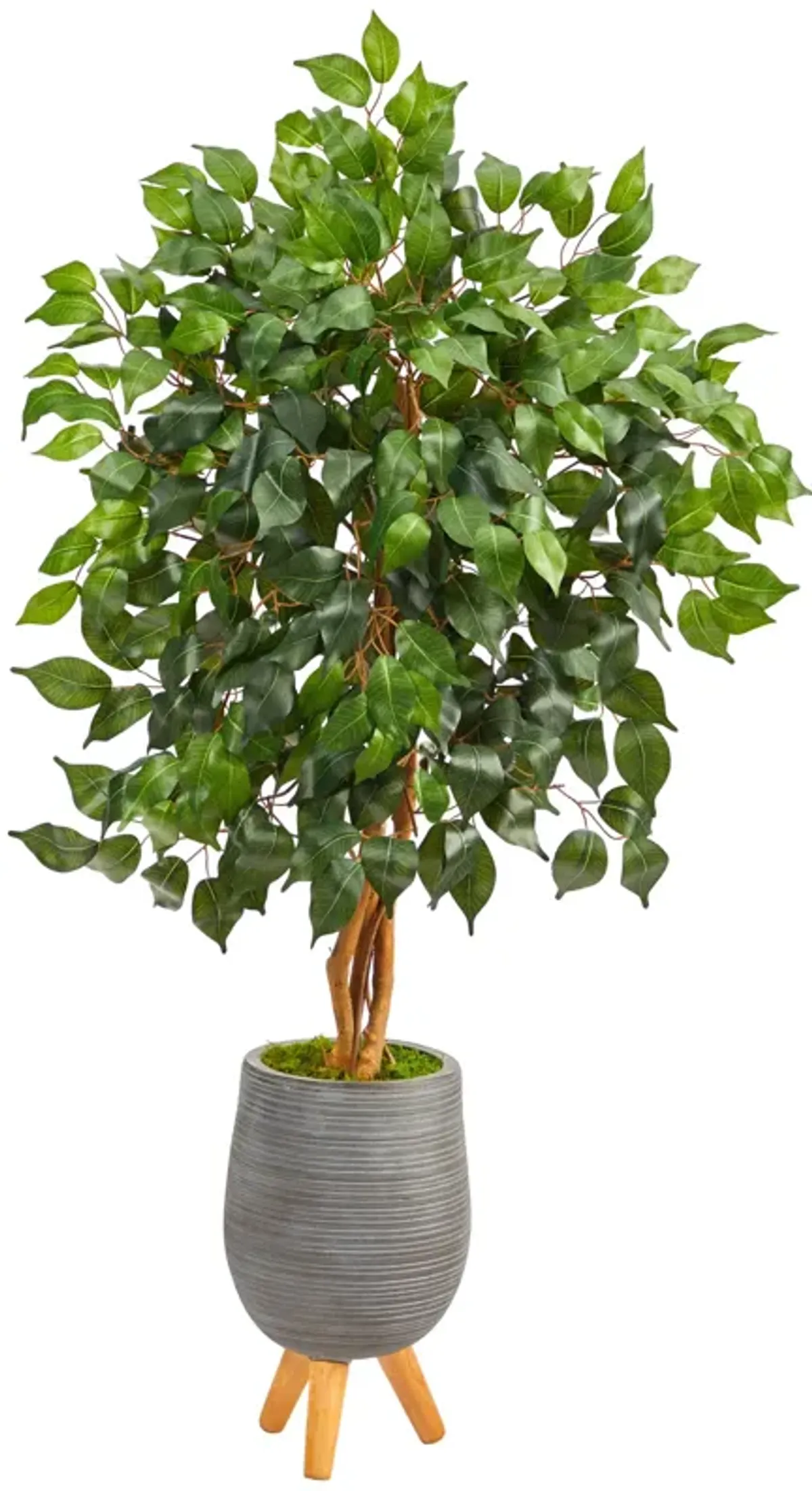 Hivvago 4 Feet Ficus Artificial Tree in Gray Planter with Stand