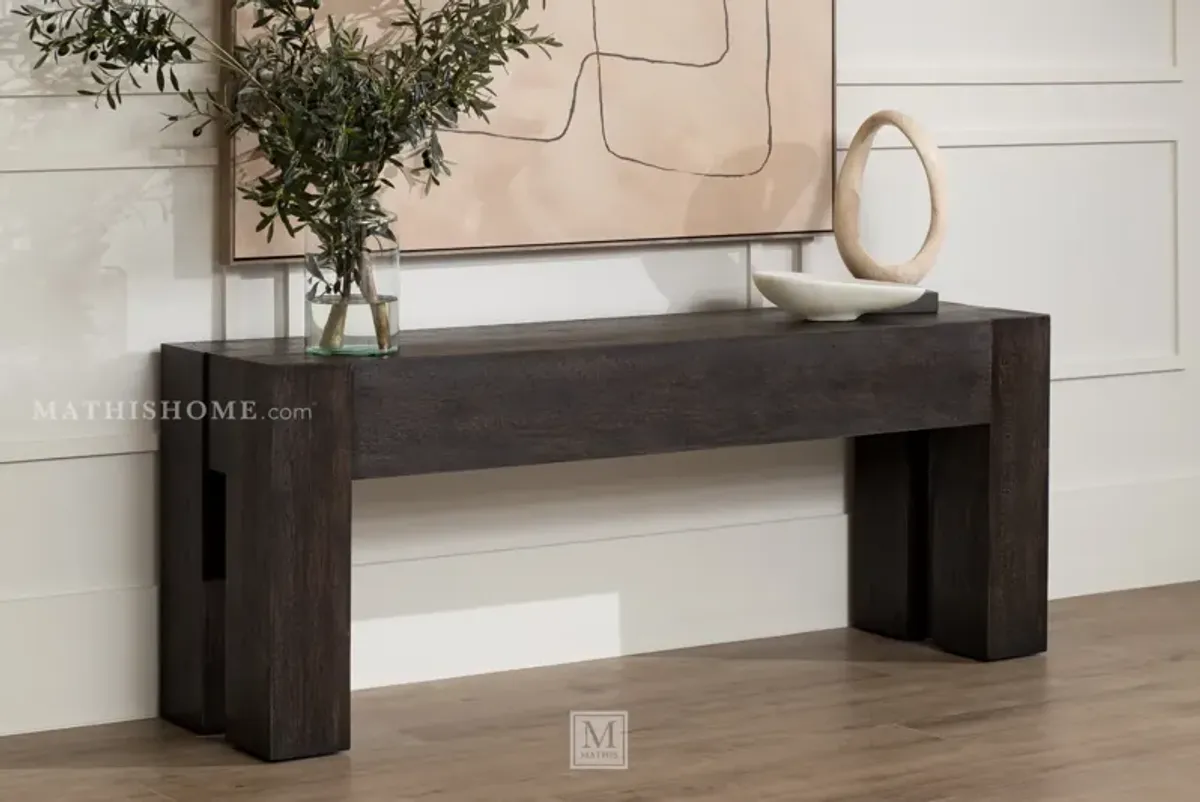 Abaso Console Table in Ebony Rustic Wormwood Oak