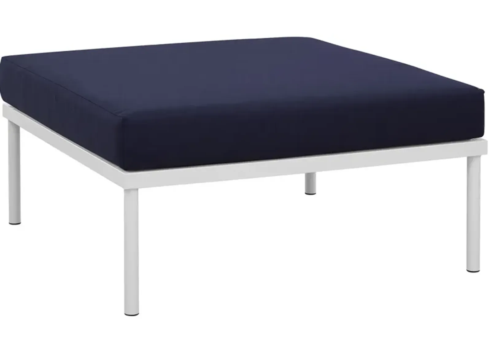 Harmony Outdoor Patio Aluminum Ottoman, White Navy