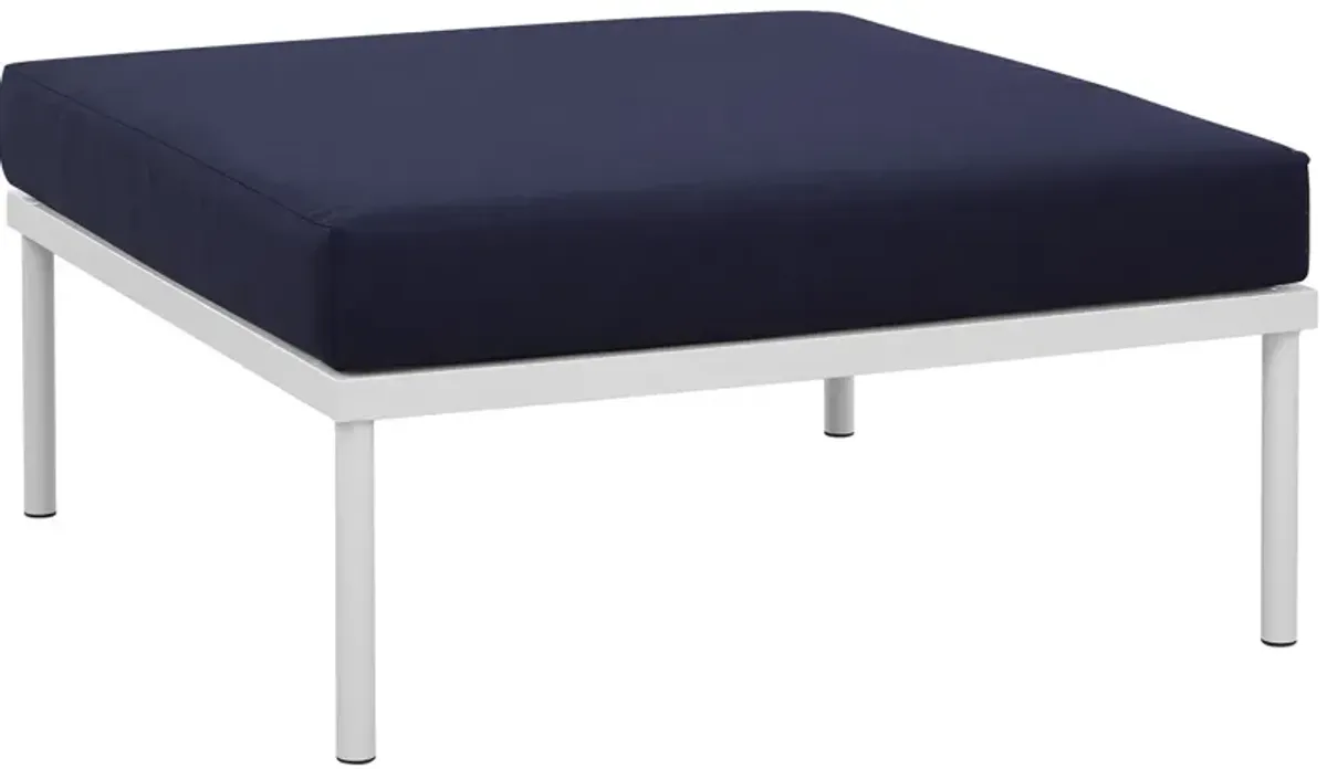 Harmony Outdoor Patio Aluminum Ottoman, White Navy